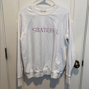Spiritual Gangster White Sweatshirt with “grateful” embroidery- M